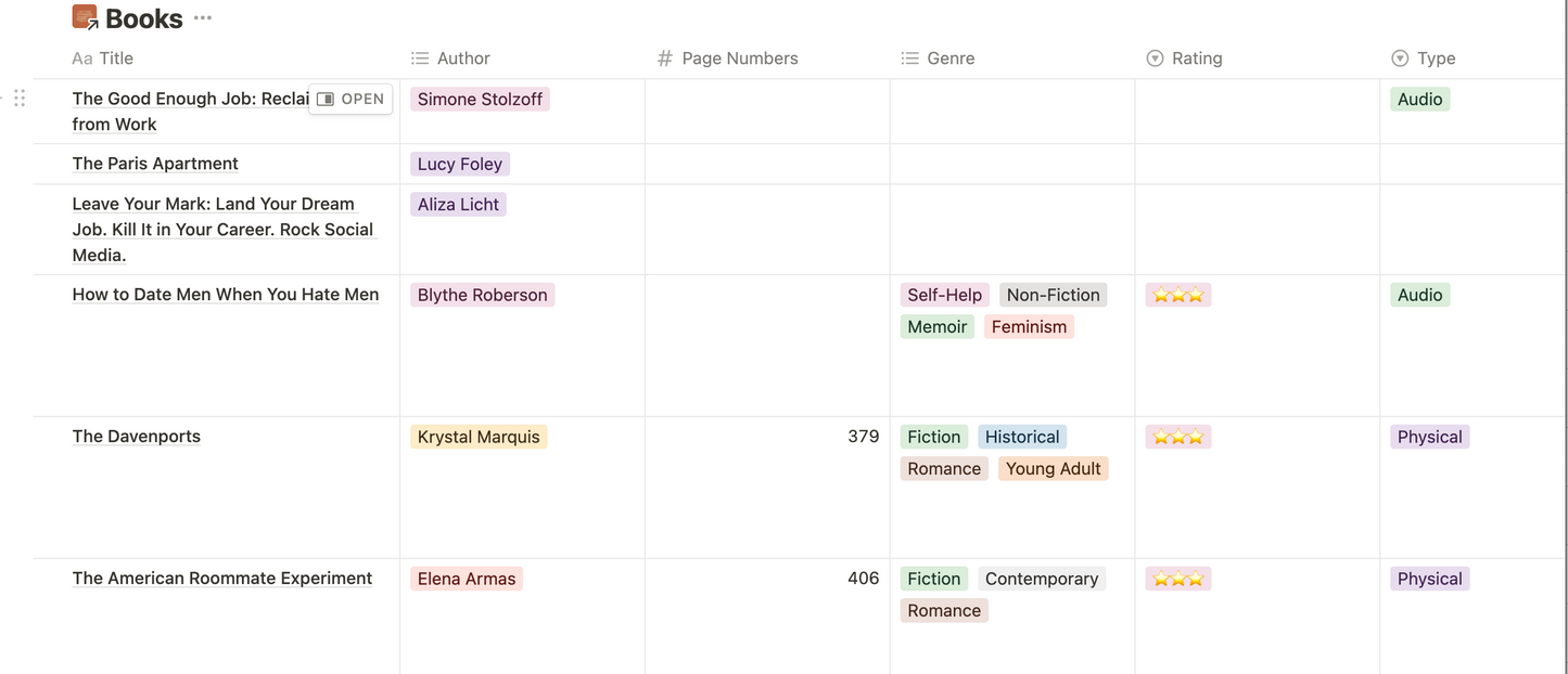 Book Tracker Template